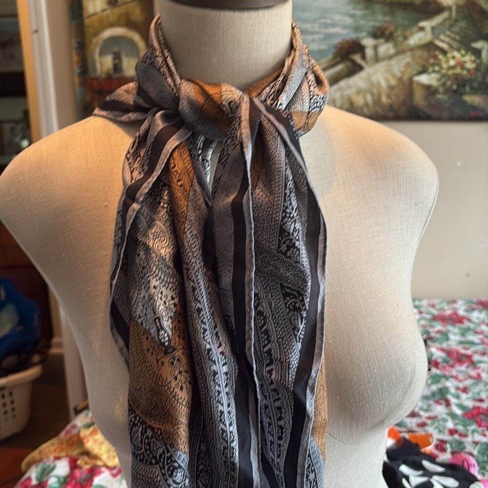 Elaine Gold vintage silk multi color print scarf